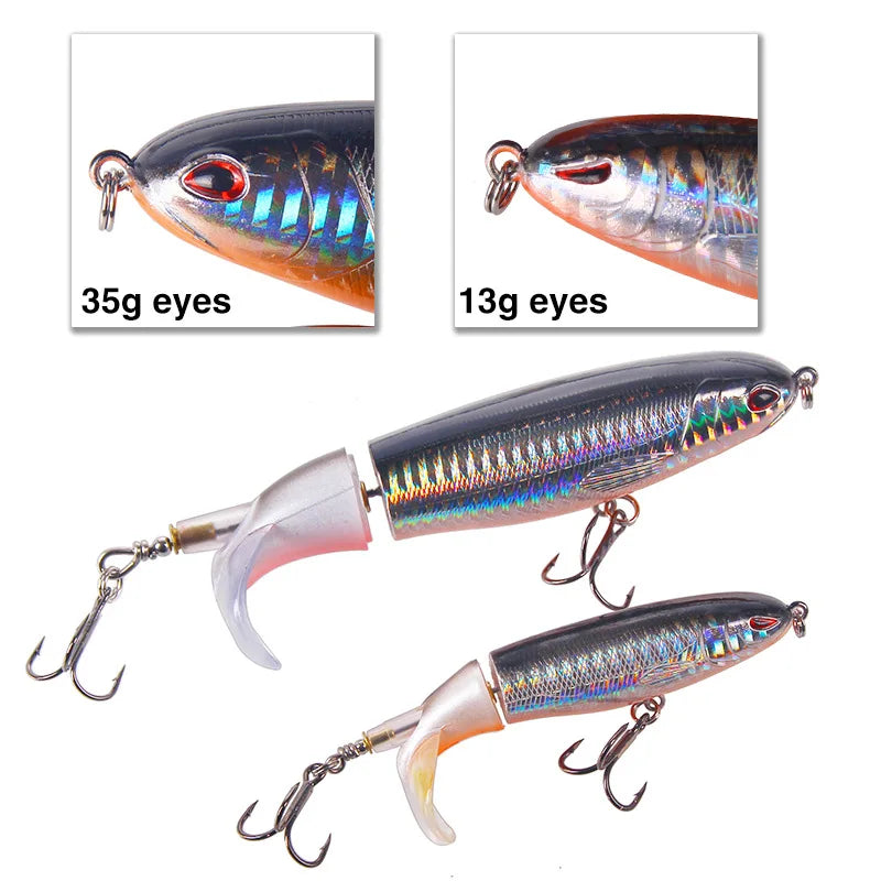 1PC 13g/10cm 35g/14cm Popper Whopper Plopper Topwater Fishing Lure Artificial Bait Hard With Rotating Tail Fishing Tackle