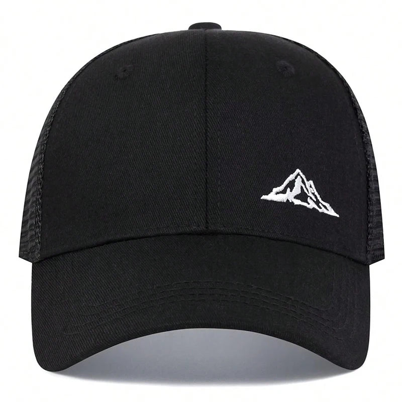 Mountain Range Embroidered Trucker Cap – Adventure in Comfort