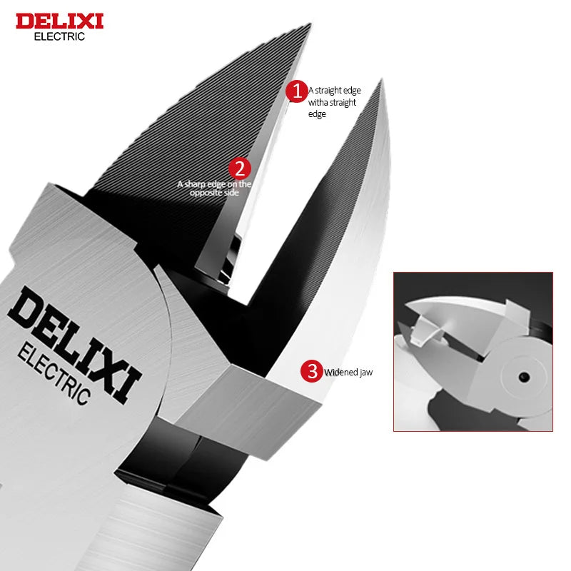 DELIXI ELECTRIC Wire Pliers,Sharp Large Opening Diagonal Pliers Needle Nose Pliers,for Cutting,Twisting and Clamping MetalWires