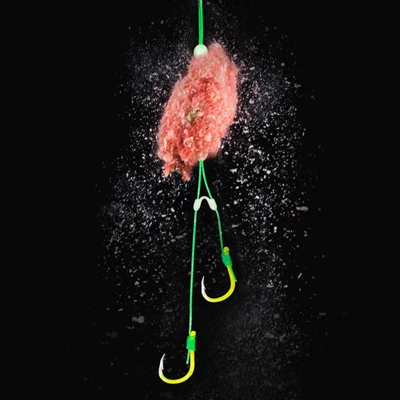 5pcs/set Fluorescent Green High Carbon Steel Fishing Hook 8# -13# Strong Sharp Spring Hooks for Saltwater Freshwater Fishing