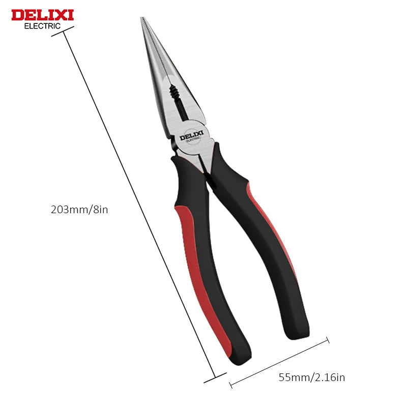 DELIXI ELECTRIC Wire Pliers,Sharp Large Opening Diagonal Pliers Needle Nose Pliers,for Cutting,Twisting and Clamping MetalWires