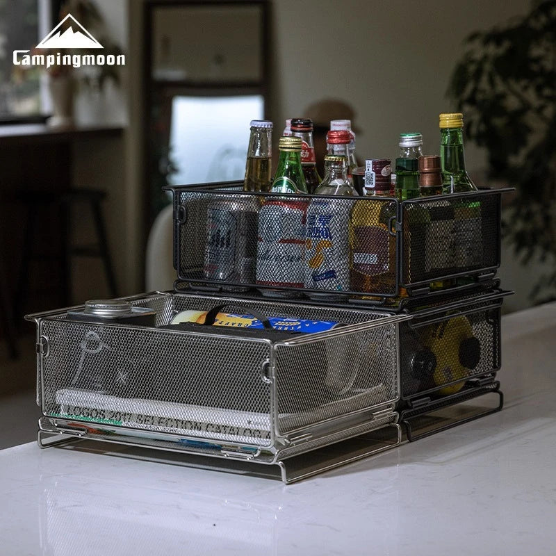 CAMPINGMOON CK-24 Outdoor IGT Table Unit Combination Multifunctional Water Filter Basket 304 Stainless Steel Storage Net Cage