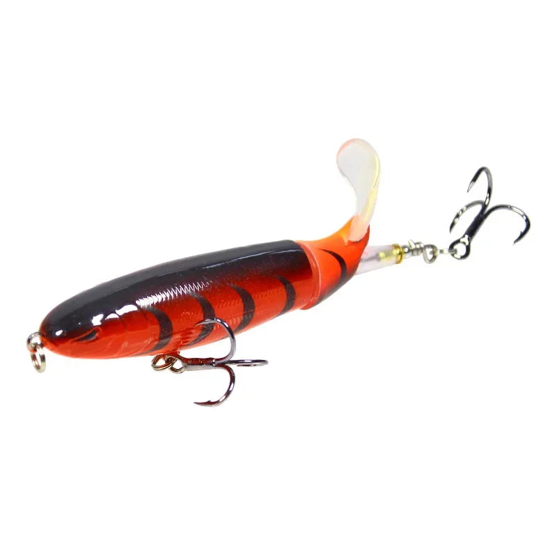 1pcs 10cm 14cm Topwater Spinner Fishing Lure Popper Artificial Pencil Hard Bait Propeller Rotating Tail Fishing Tackle Swimbait