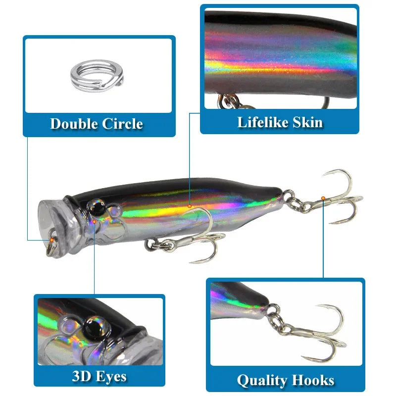 WaveStrike™ Popper Lure 7cm – Topwater Floating Crankbait