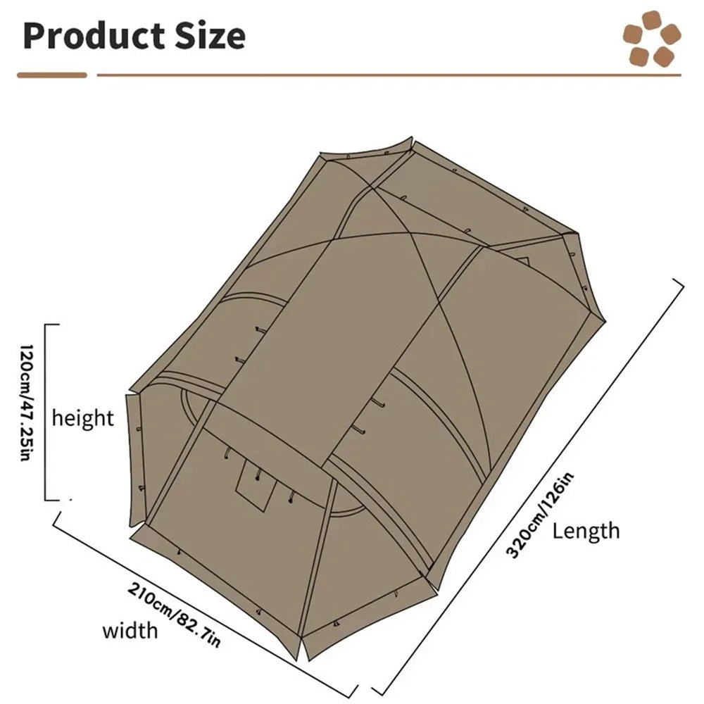 Fireproof 2 Person Winter Tent Hot Tent Waterproof Tunnel Dome Tent with Stove Jack and Snow Skirt for Camping Hiking 4 Season