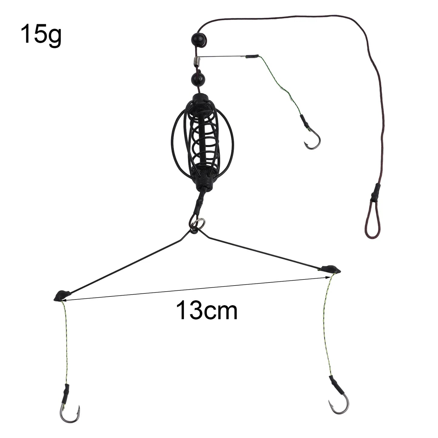 1pc Carp Fishing Feeder Fishing Spring Bait Cage Fill Bait Tools Plug Play Black Hook Rig Set Feeder Tackle Fishing Baits Cages