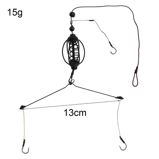 1pc Carp Fishing Feeder Fishing Spring Bait Cage Fill Bait Tools Plug Play Black Hook Rig Set Feeder Tackle Fishing Baits Cages