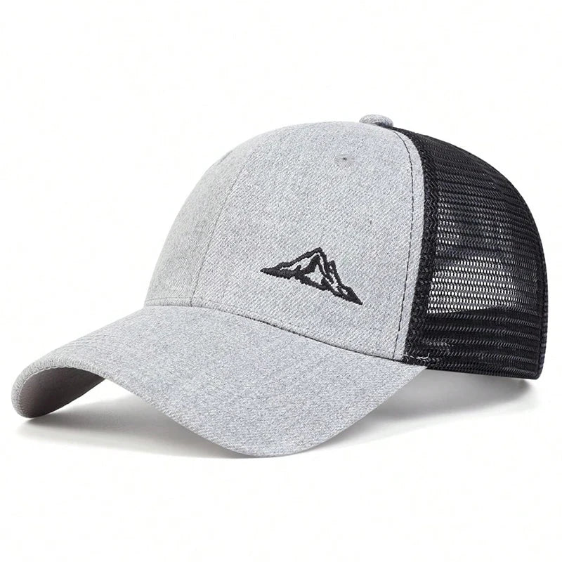 Mountain Range Embroidered Trucker Cap – Adventure in Comfort