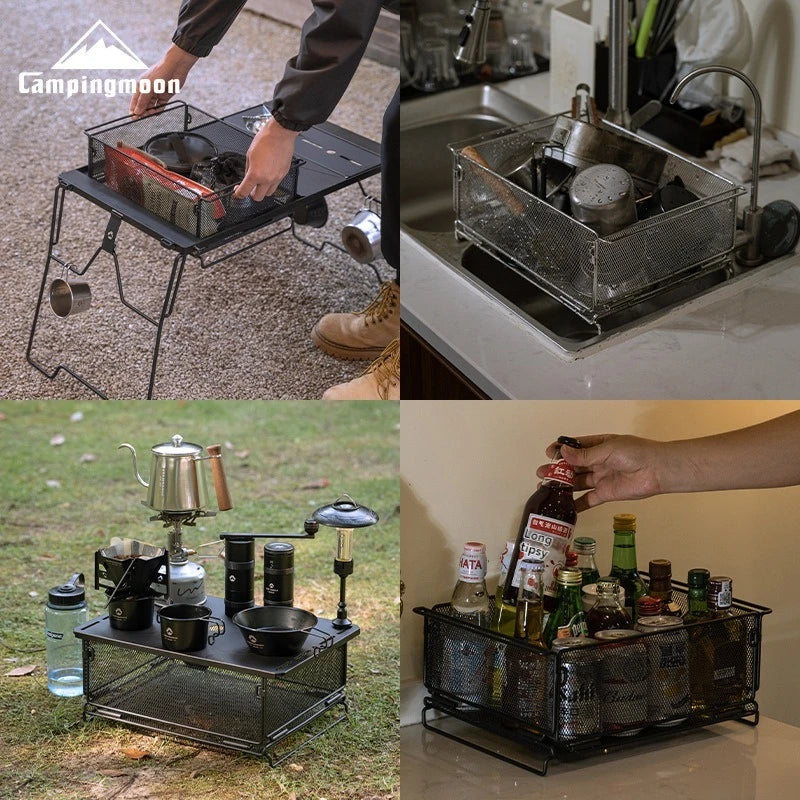 CAMPINGMOON CK-24 Outdoor IGT Table Unit Combination Multifunctional Water Filter Basket 304 Stainless Steel Storage Net Cage
