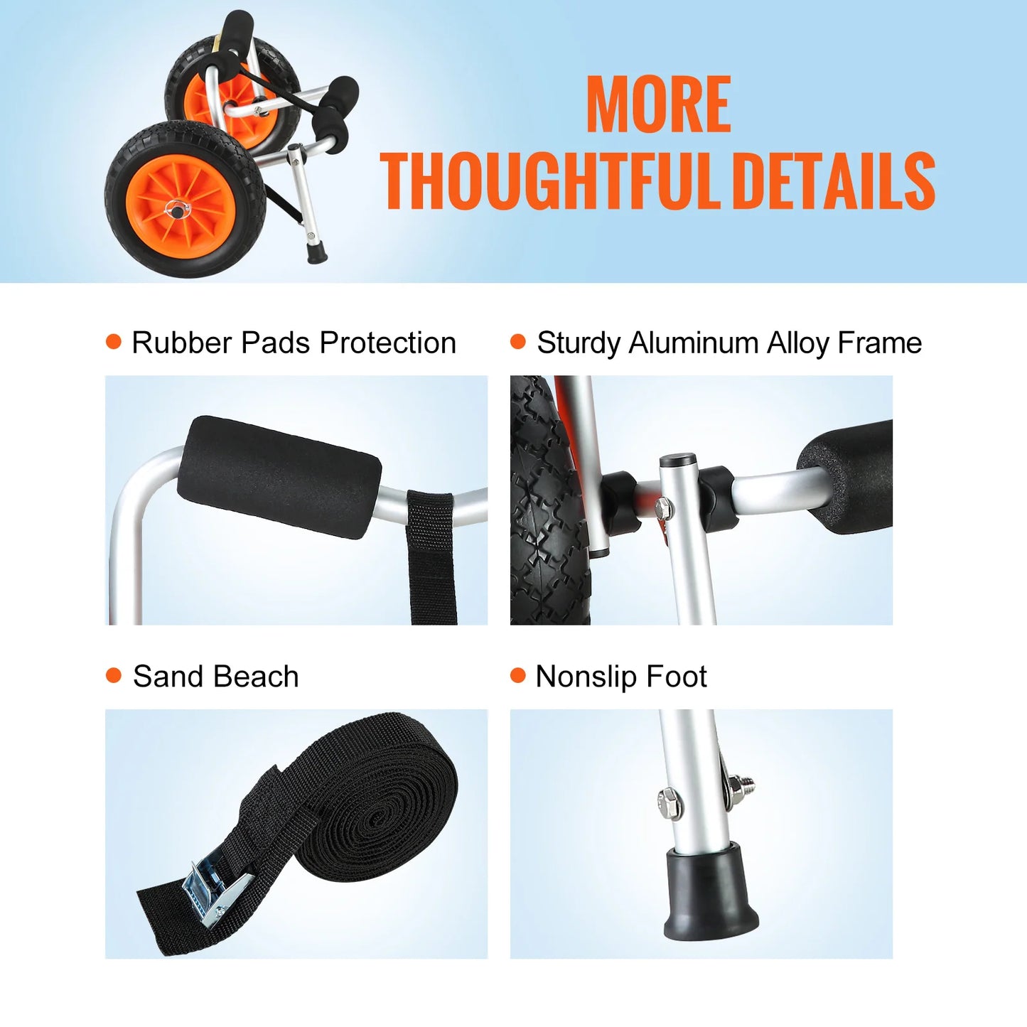 Heavy-Duty Foldable Kayak Cart – 250 lbs Capacity Aluminum Trolley