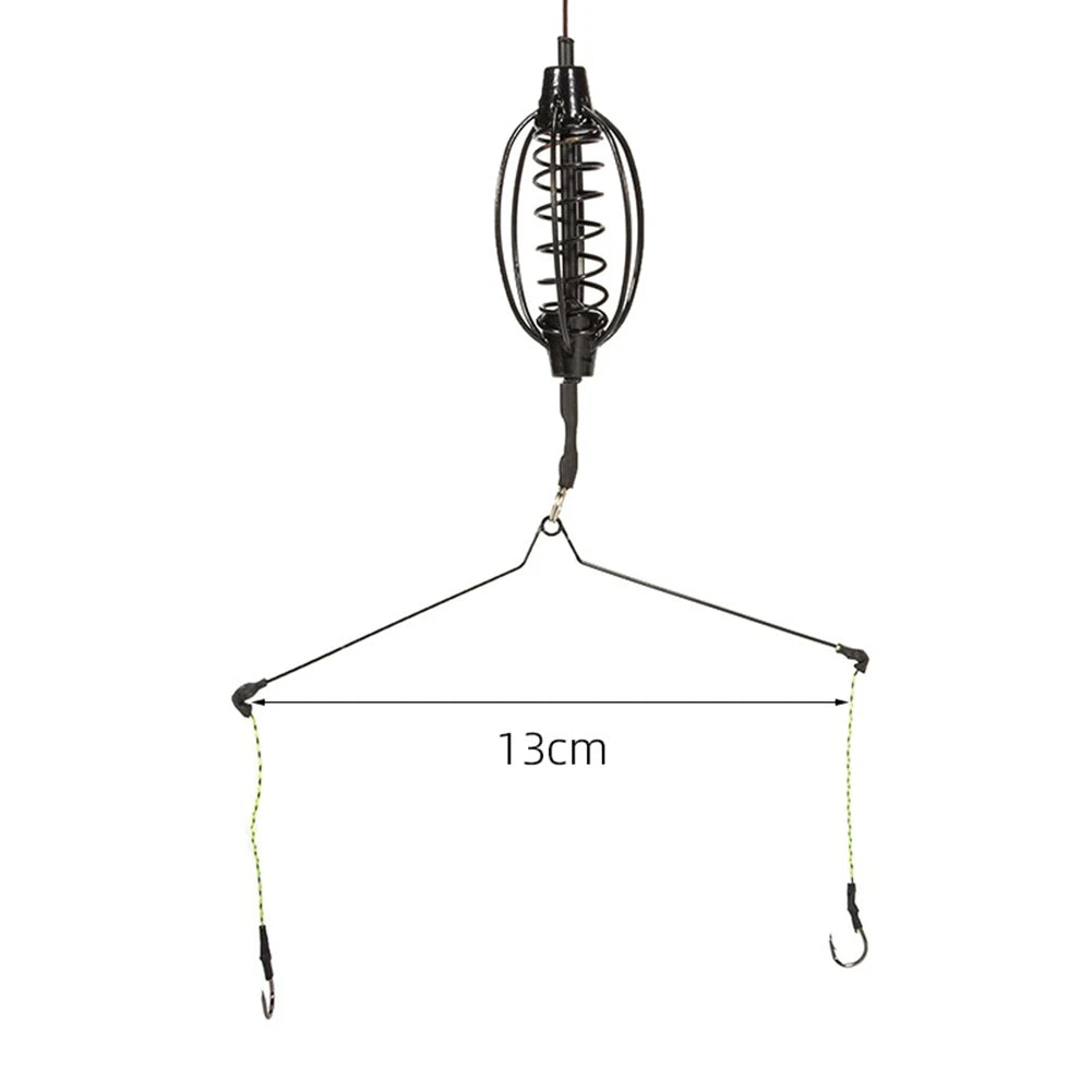 1pc Carp Fishing Feeder Fishing Spring Bait Cage Fill Bait Tools Plug Play Black Hook Rig Set Feeder Tackle Fishing Baits Cages