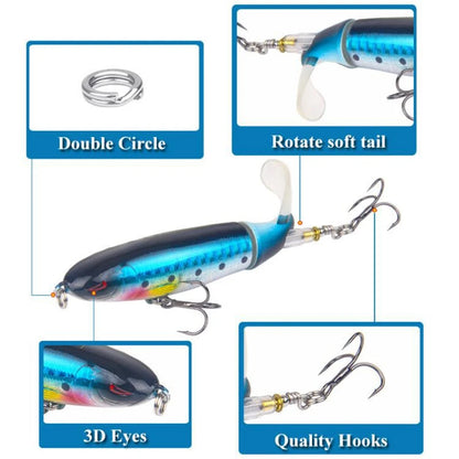 1PC 13g/10cm 35g/14cm Popper Whopper Plopper Topwater Fishing Lure Artificial Bait Hard With Rotating Tail Fishing Tackle