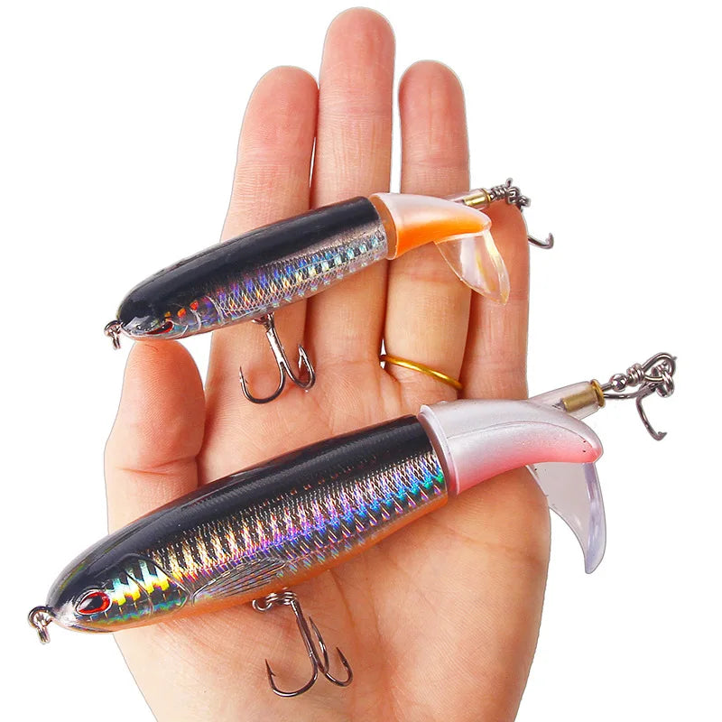 1PC 13g/10cm 35g/14cm Popper Whopper Plopper Topwater Fishing Lure Artificial Bait Hard With Rotating Tail Fishing Tackle