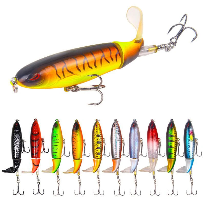 1PC 13g/10cm 35g/14cm Popper Whopper Plopper Topwater Fishing Lure Artificial Bait Hard With Rotating Tail Fishing Tackle