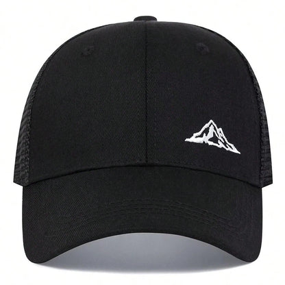 Mountain Range Embroidered Trucker Cap – Adventure in Comfort