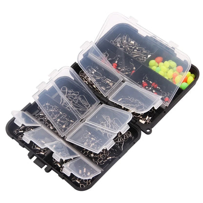 140pcs/box Fishing Swivel Snaps Kit - Ball Bearing Swivels, Triple Swivel Connectors, and Barrel Snap Clips