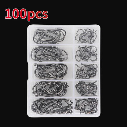 100-Piece High Carbon Steel Fishing Hooks Set – Strength You Can Trust