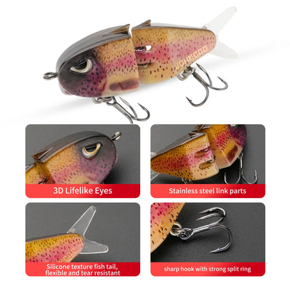 Jointed fishing lure Trout lure Johncoo 5.5cm 6.5g slow sinking Fishing lure 2 sections lure fishing bait Swimming bait