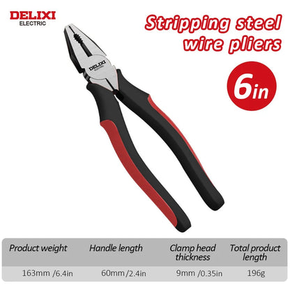 DELIXI ELECTRIC Wire Pliers，Sharp Large Opening Diagonal Pliers Needle Nose Pliers，for Cutting，Twisting and Clamping MetalWires