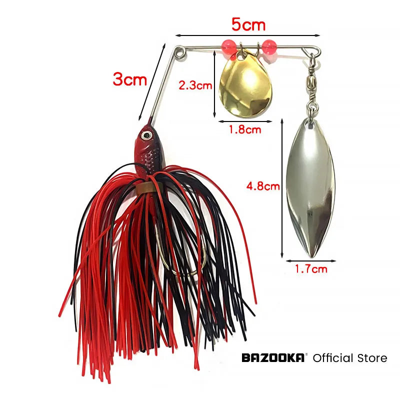 Bazooka 15g 18g Spinnerbait Fishing Lure Wire Bait Metal Spinner Buzzbait Swimbait Hook peche JIG Kit Skirt For Bass Pike Winter