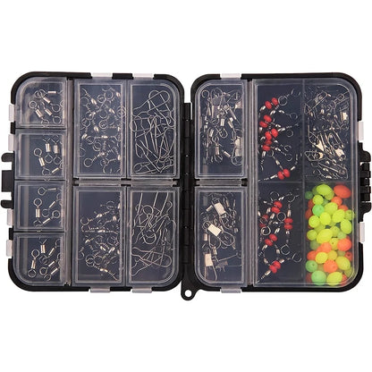 140pcs/box Fishing Swivel Snaps Kit - Ball Bearing Swivels, Triple Swivel Connectors, and Barrel Snap Clips