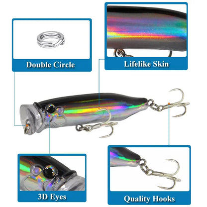 WaveStrike™ Popper Lure 7cm – Topwater Floating Crankbait