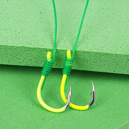5pcs/set Fluorescent Green High Carbon Steel Fishing Hook 8# -13# Strong Sharp Spring Hooks for Saltwater Freshwater Fishing