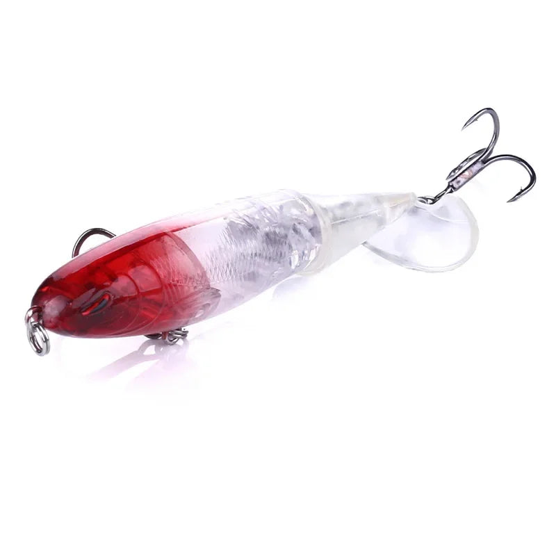 1pcs 10cm 14cm Topwater Spinner Fishing Lure Popper Artificial Pencil Hard Bait Propeller Rotating Tail Fishing Tackle Swimbait