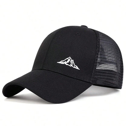 Mountain Range Embroidered Trucker Cap – Adventure in Comfort