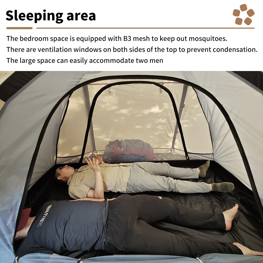 Fireproof 2 Person Winter Tent Hot Tent Waterproof Tunnel Dome Tent with Stove Jack and Snow Skirt for Camping Hiking 4 Season