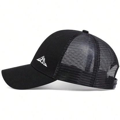 Mountain Range Embroidered Trucker Cap – Adventure in Comfort
