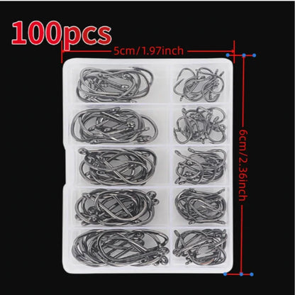 100-Piece High Carbon Steel Fishing Hooks Set – Strength You Can Trust