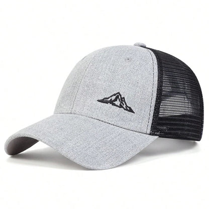 Mountain Range Embroidered Trucker Cap – Adventure in Comfort
