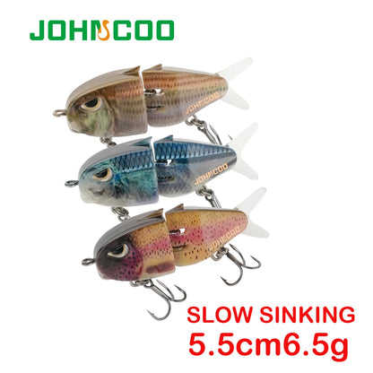 Jointed fishing lure Trout lure Johncoo 5.5cm 6.5g slow sinking Fishing lure 2 sections lure fishing bait Swimming bait
