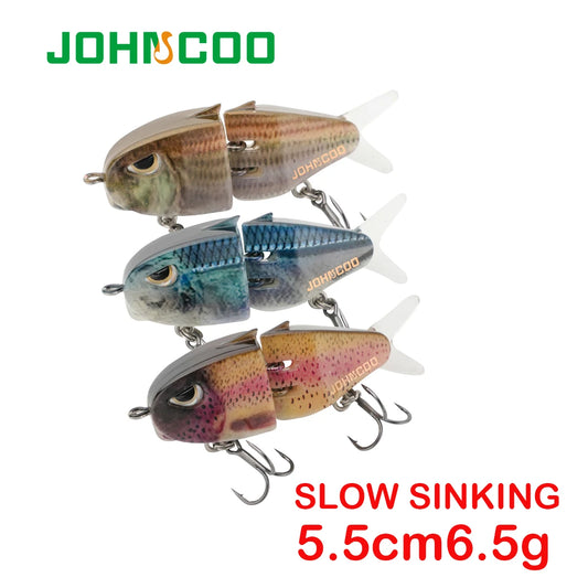 Jointed fishing lure Trout lure Johncoo 5.5cm 6.5g slow sinking Fishing lure 2 sections lure fishing bait Swimming bait