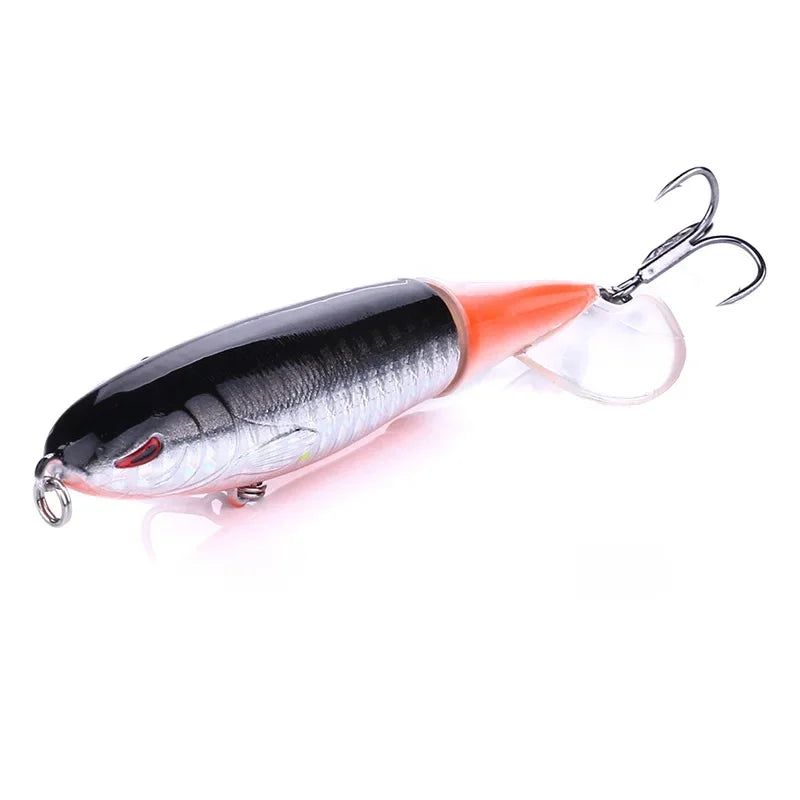 1pcs 10cm 14cm Topwater Spinner Fishing Lure Popper Artificial Pencil Hard Bait Propeller Rotating Tail Fishing Tackle Swimbait