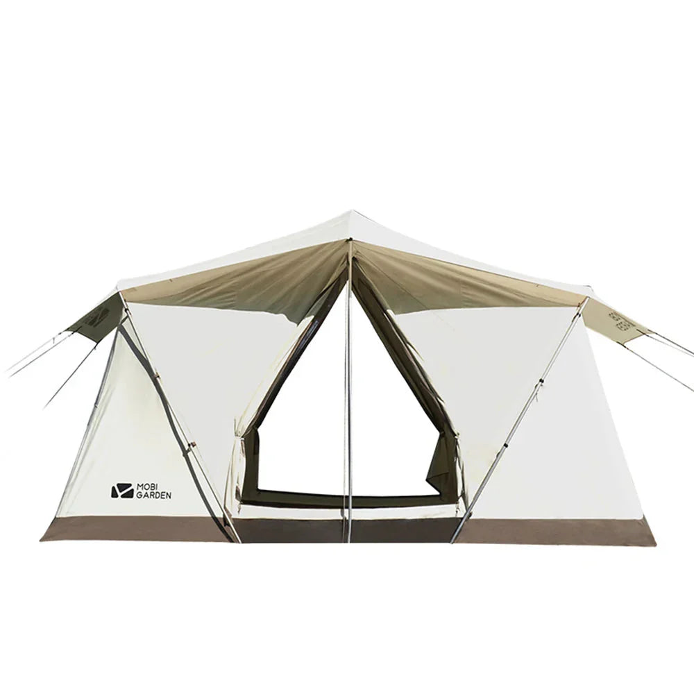 Camping Glamping Cotton Tent 3-Person Double-Layer Waterproof Tent Ivory-0