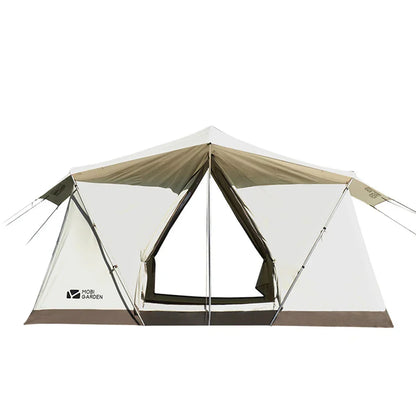 Camping Glamping Cotton Tent 3-Person Double-Layer Waterproof Tent Ivory-0